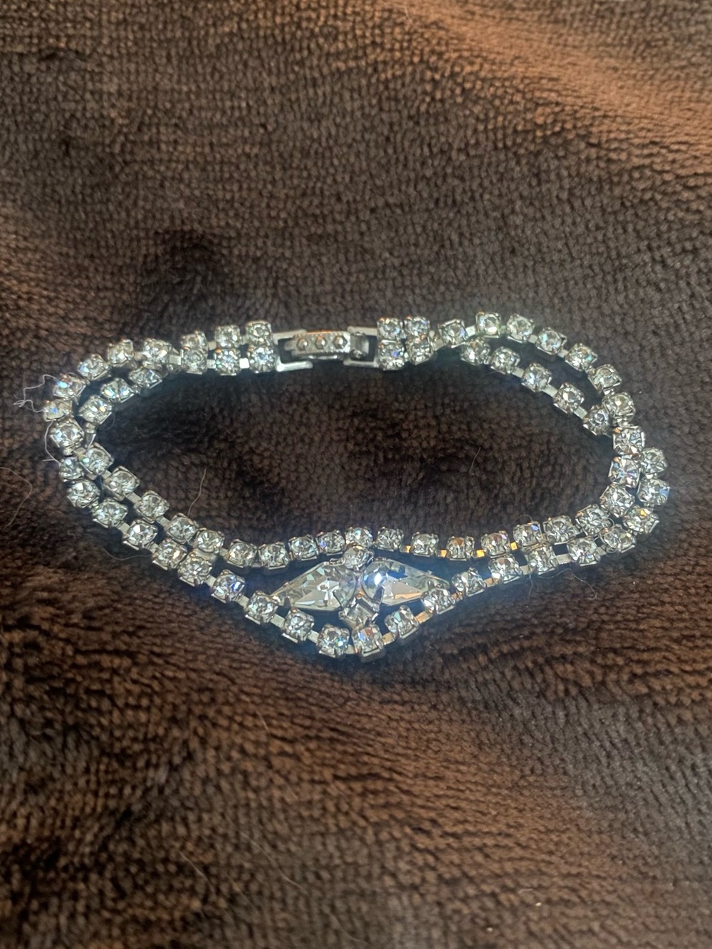 Vintage Crystal Double-Row Tennis Bracelet - Silver Tone